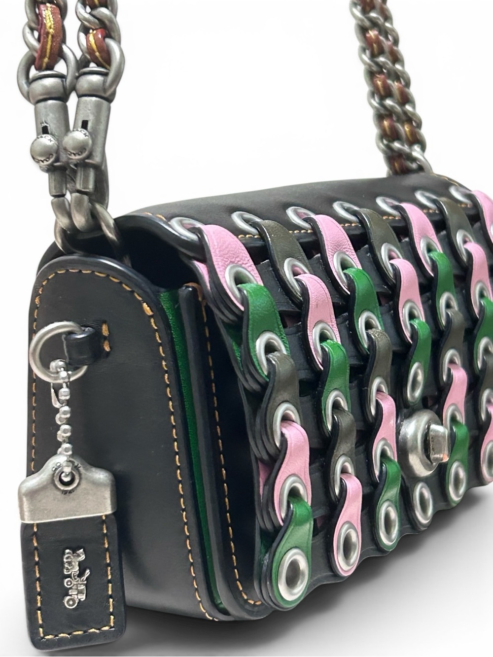 COACH 1941 Dinkier Glovetanned Leather Color Block Links Convertible Strap - Picture 3 of 14